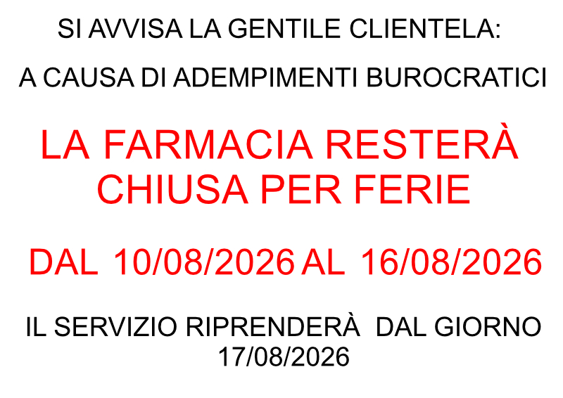 FERIE CHIUSURA AGOSTO 2026 800